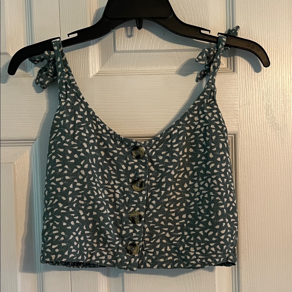 Rip Curl Green and White Patterned Tank Top